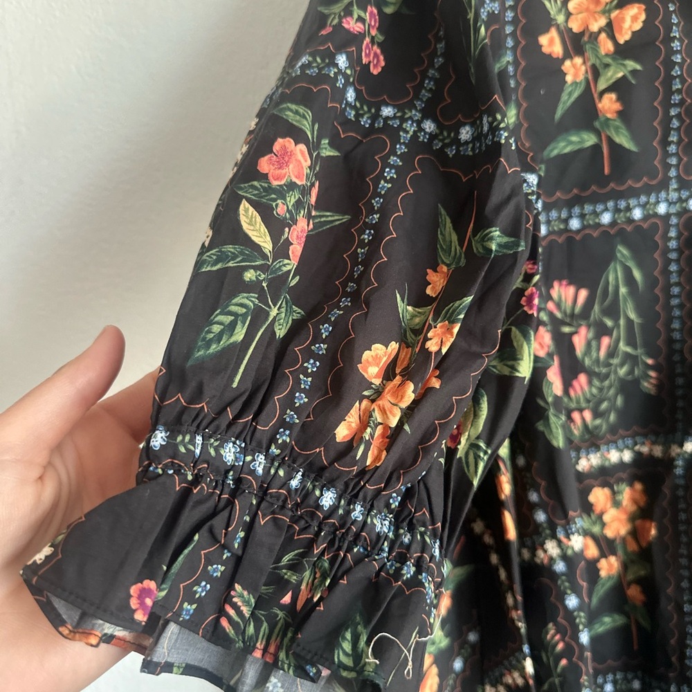 entro Black Floral Mini Dress with Orange & Pink Blooms - Picture 4 of 7